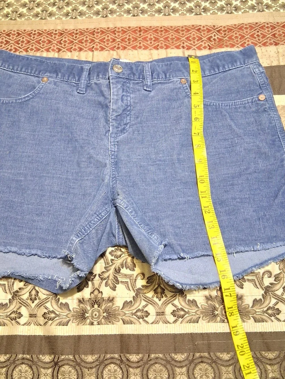 GAp Women Corduroy Short Cutoff Mid Rise Blue Sz16‎ Fray Hem Summer Casual